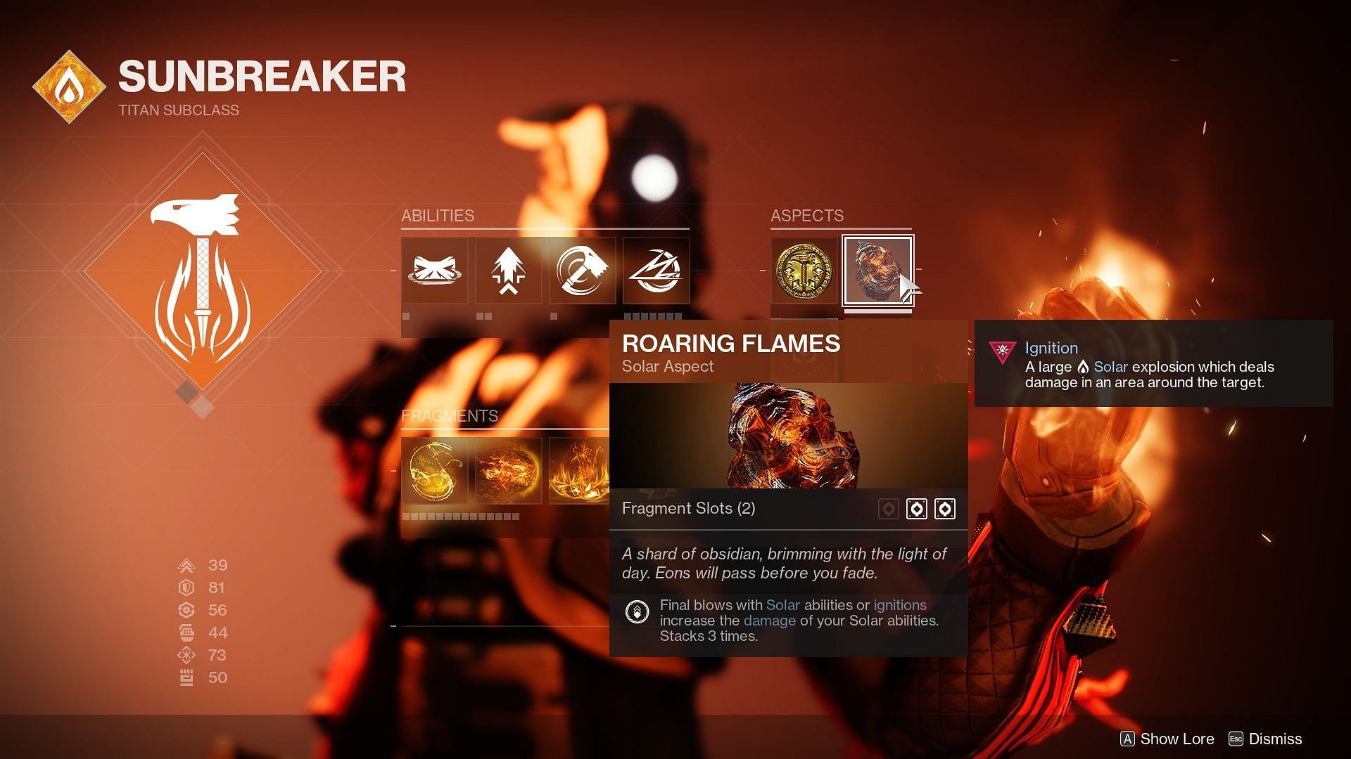 Roaring Flames Aspect for more damage with your hammers (Image via Destiny 2)
