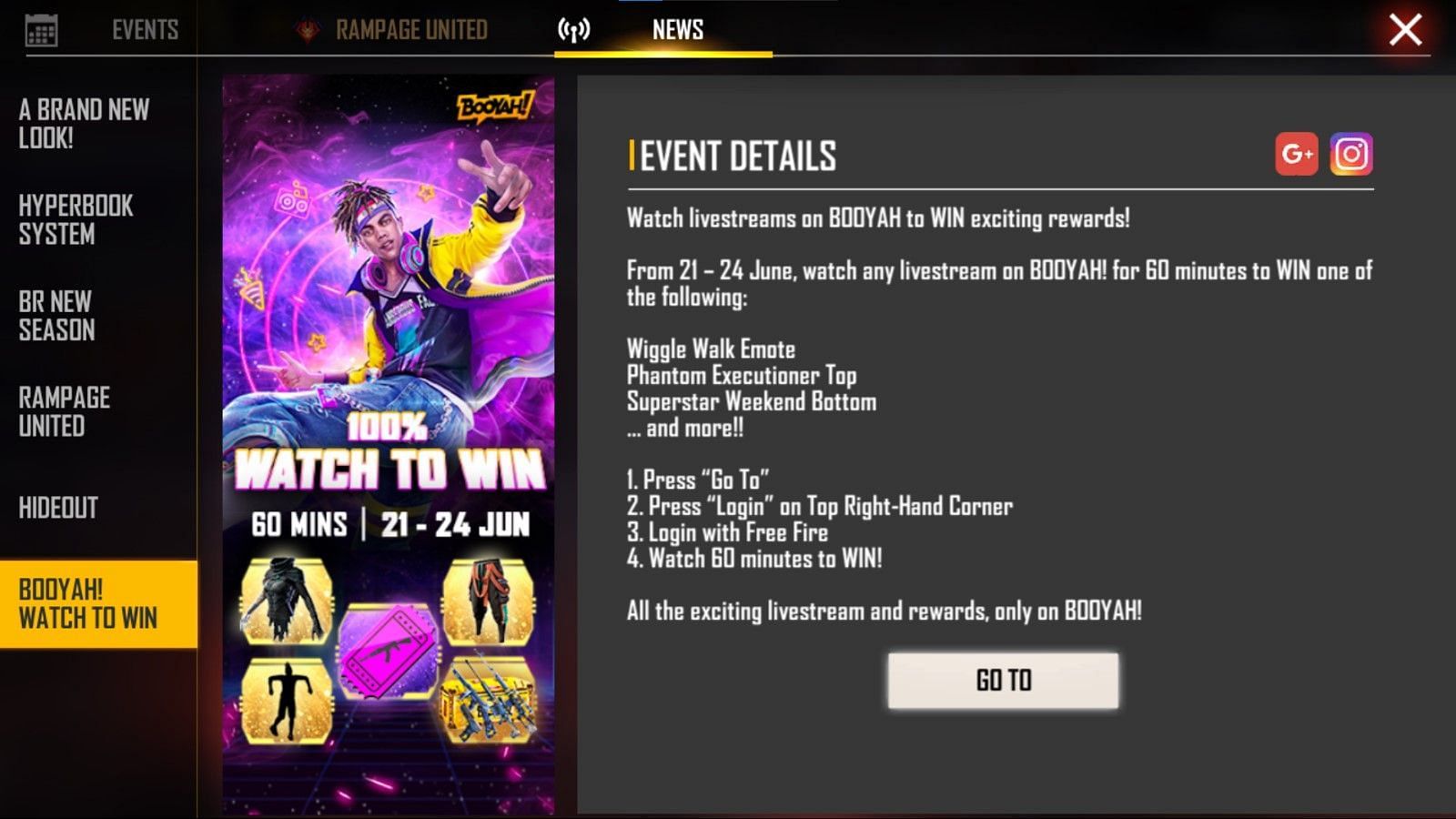 Booyah! rewards users with a great many perks (Image via Garena)