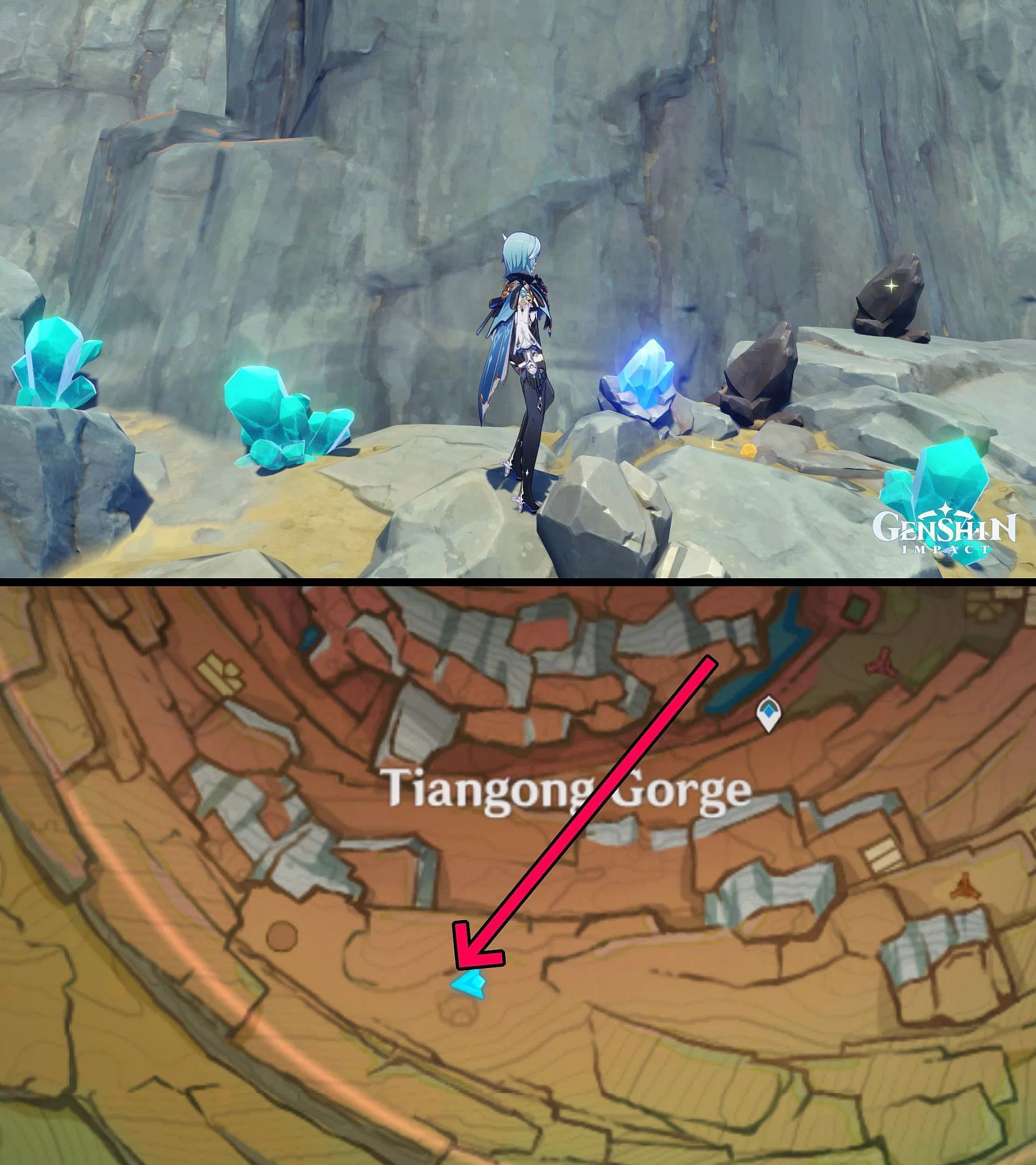 The eighth location, as it appears in the game and on the map (Image via HoYoverse)