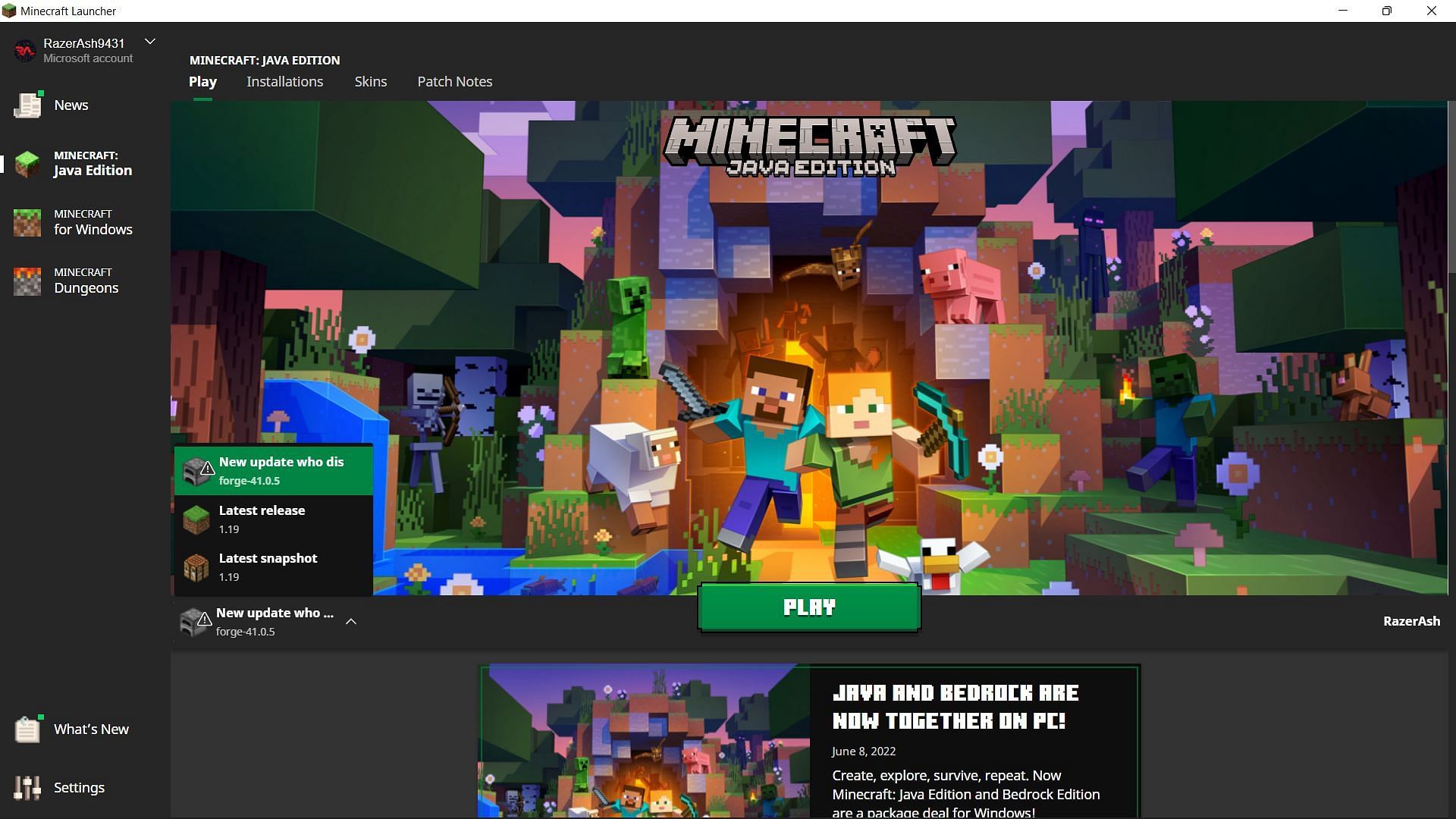 Modded Minecraft 1.19 game version (Image via Sportskeeda)