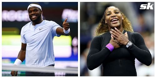 Serena Williams (L) and Frances Tiafoe