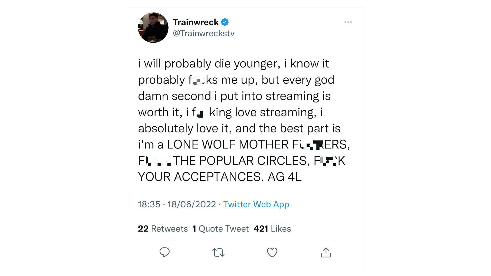 Trainwreck&#039;s original tweet (Image via- Trainwreck/Twitter)