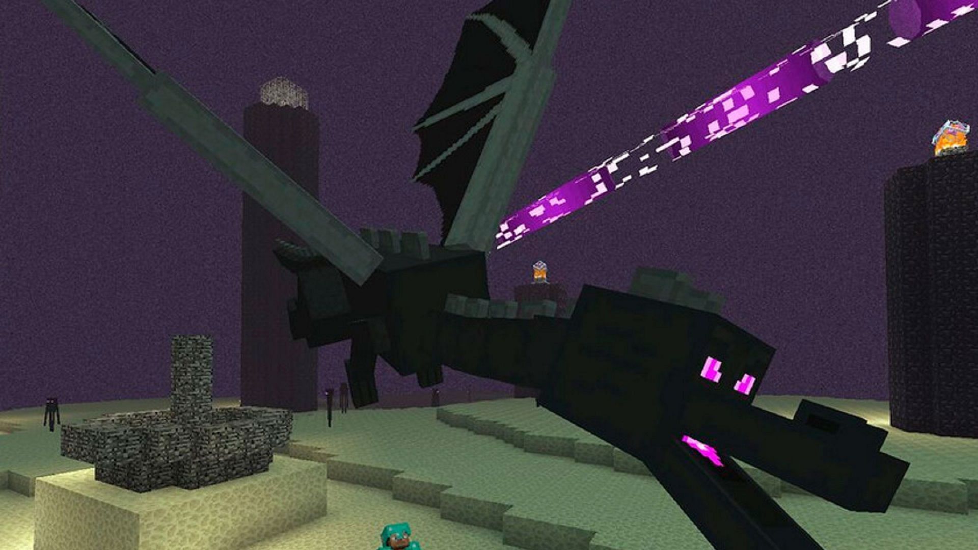 The Ender Dragon swoops in Minecraft (Image via Mojang)