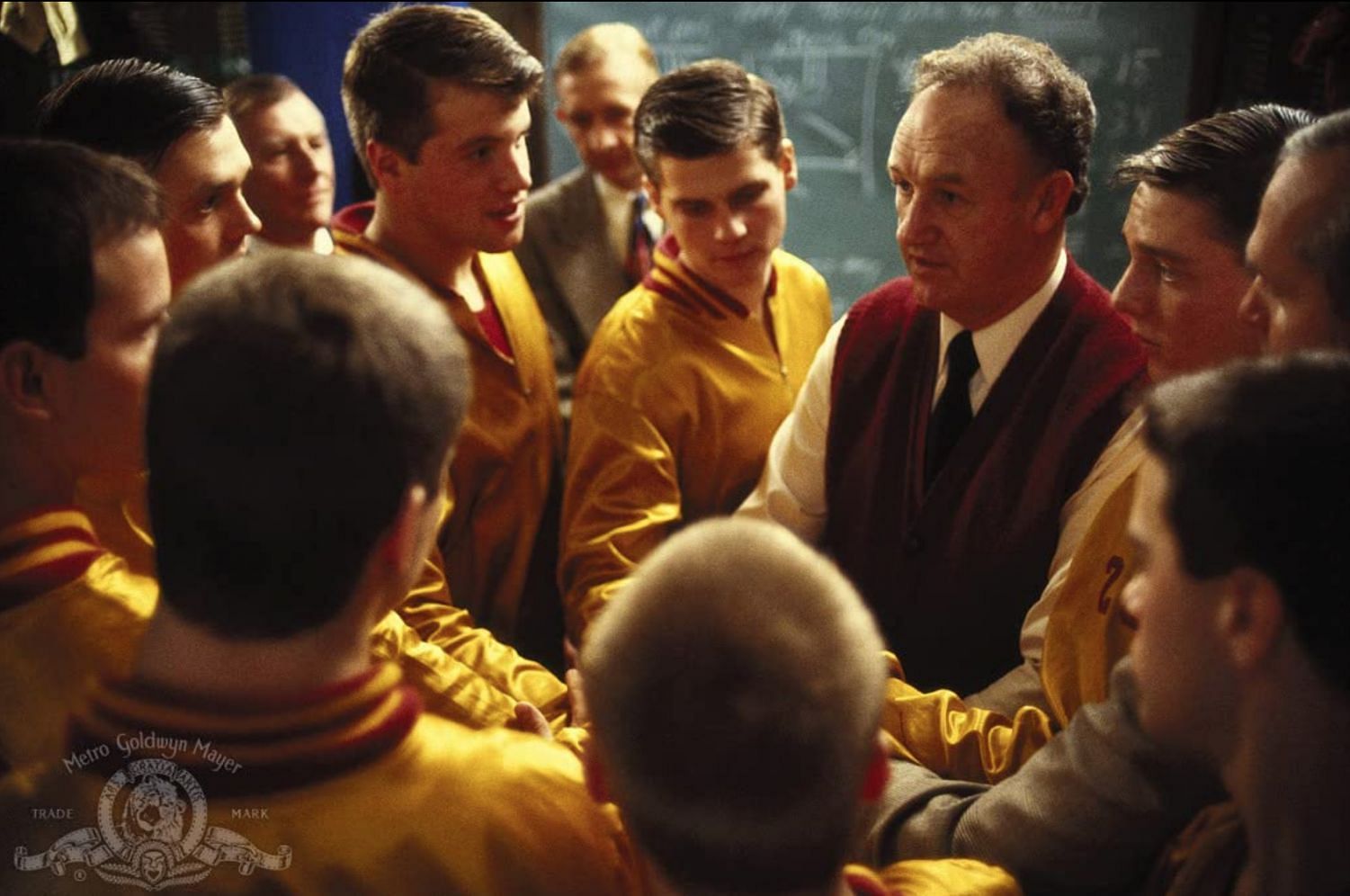 Norman Dale with his team from Hickory, Indiana (Image via Metro Goldwyn Mayer)