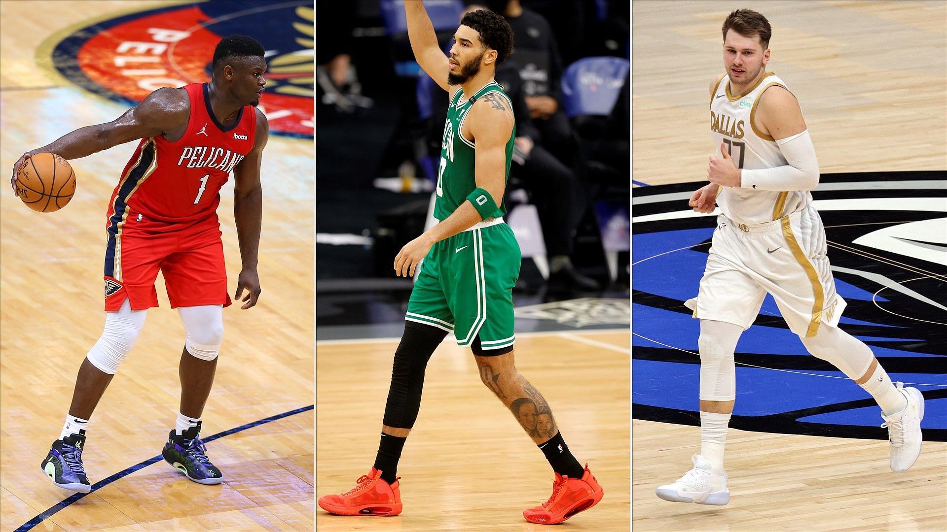 Zion Williamson, Jayson Tatum and Luka Doncic, who are three of today&#039;s biggest NBA stars, wear the Jordan Brand. [Photo: Sporting News]