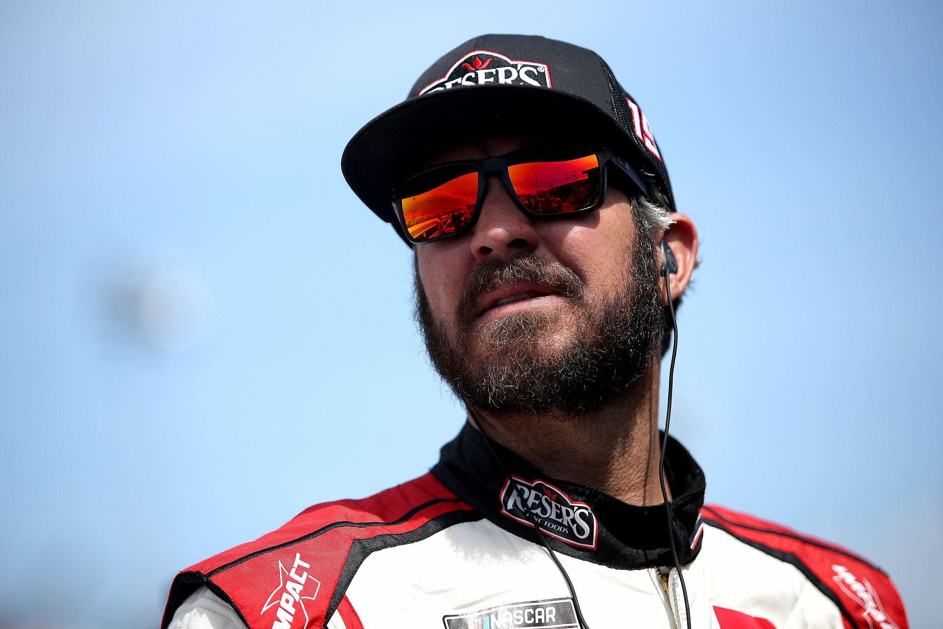 Martin Truex Jr looks on during qualifying for the NASCAR Cup Series Enjoy Illinois 300 at WWT Raceway.