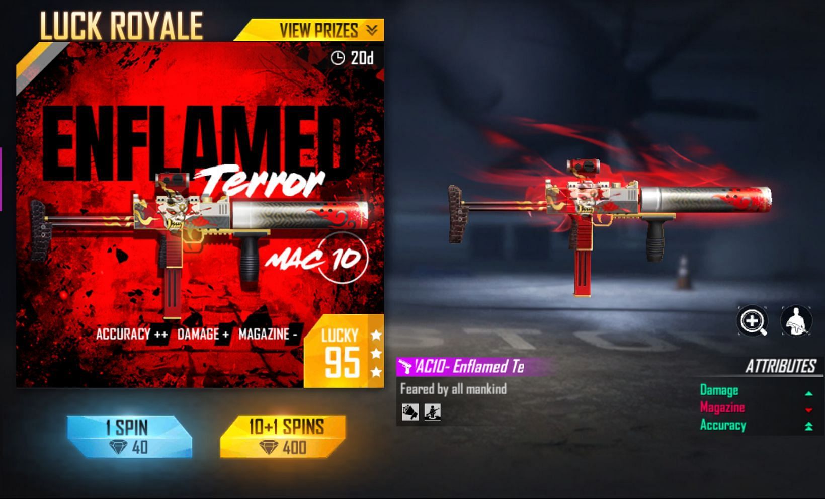 MAC10 – Enflamed Terror is up for grabs in Weapon Royale (Image via Garena)