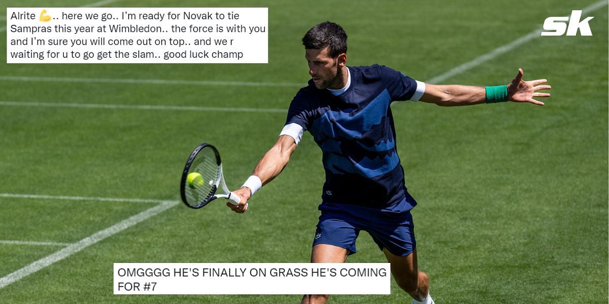 Tennis fans react to Novak &lt;a href=&#039;https://www.sportskeeda.com/player/novak-djokovic&#039; target=&#039;_blank&#039; rel=&#039;noopener noreferrer&#039;&gt;Djokovic&lt;/a&gt;&#039;s first practice at Wimbledon for the 2022 edition