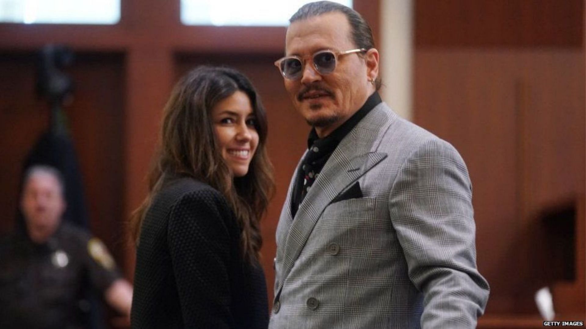 Johnny Depp has been linked with Camille Vasquez several times throughout his six weeks of heated court battle with ex-wife Amber Heard. (Image via Twitter/@FGR_ADAM)