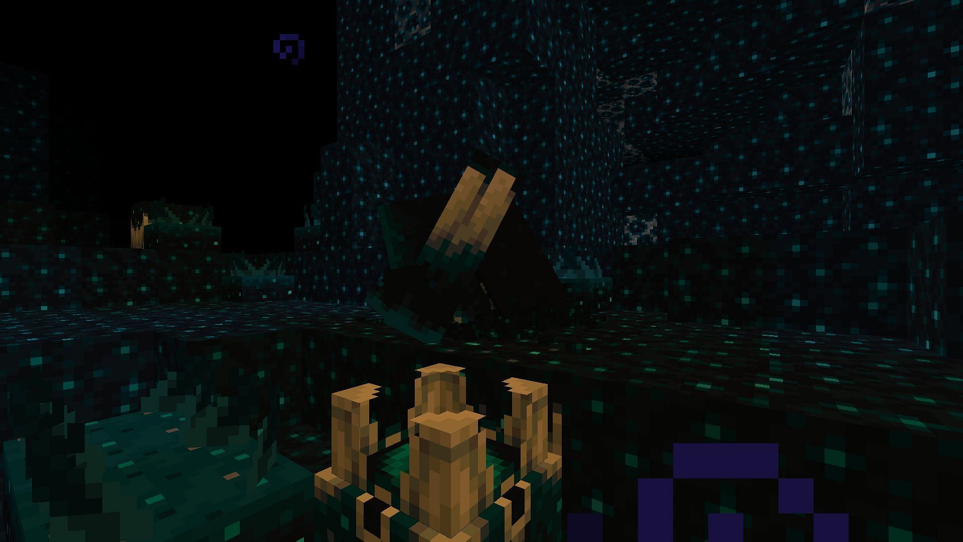 A sculk shrieker summoning a warden, another 1.19 feature (Image via Minecraft)