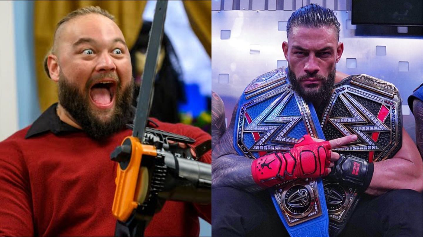 Bray Wyatt (left); Roman Reigns (right)