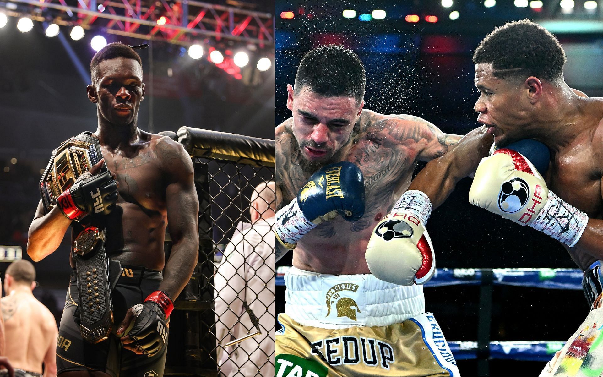 Israel Adesanya (left), George Kambosos Jr. vs. Devin Haney (right)