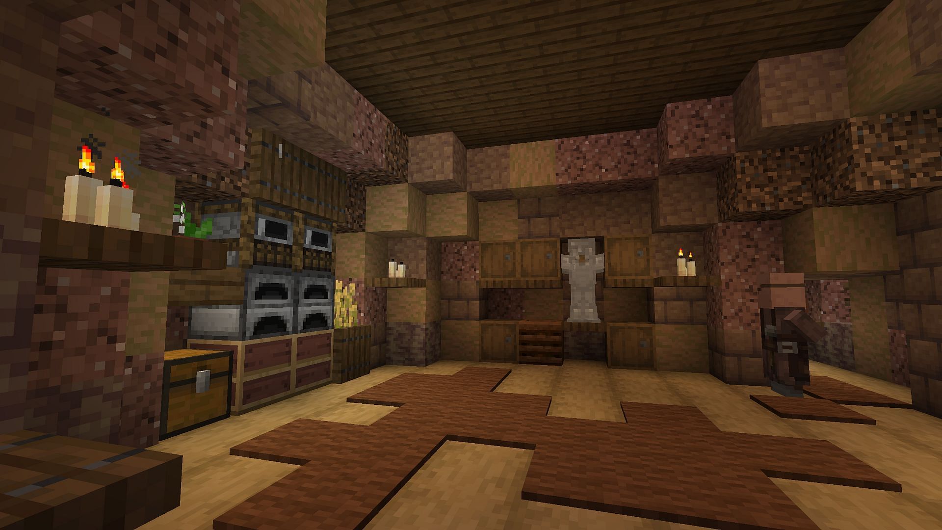 The interior of a player-made mud hut (Image via u/WarchiefCrog/Reddit)