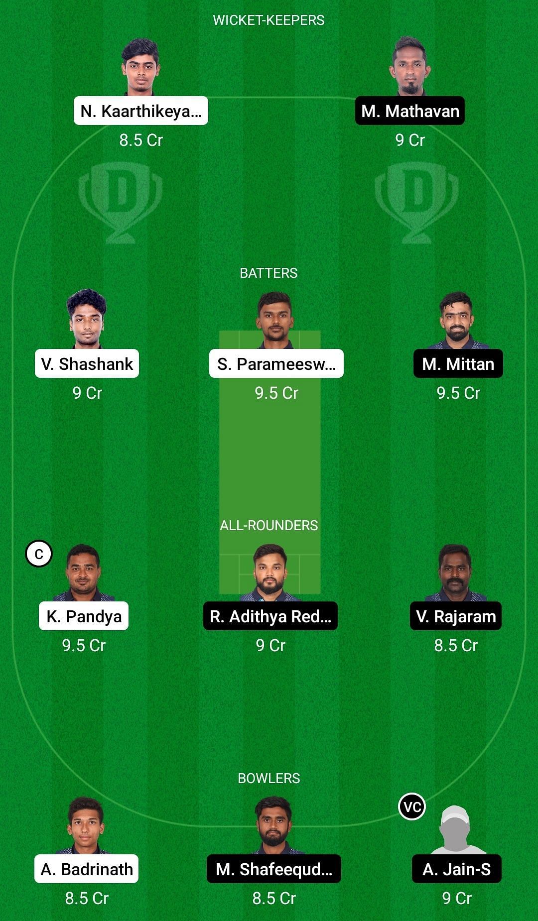 Dream11 Team for Patriots vs Smashers - Pondicherry T10 2022.