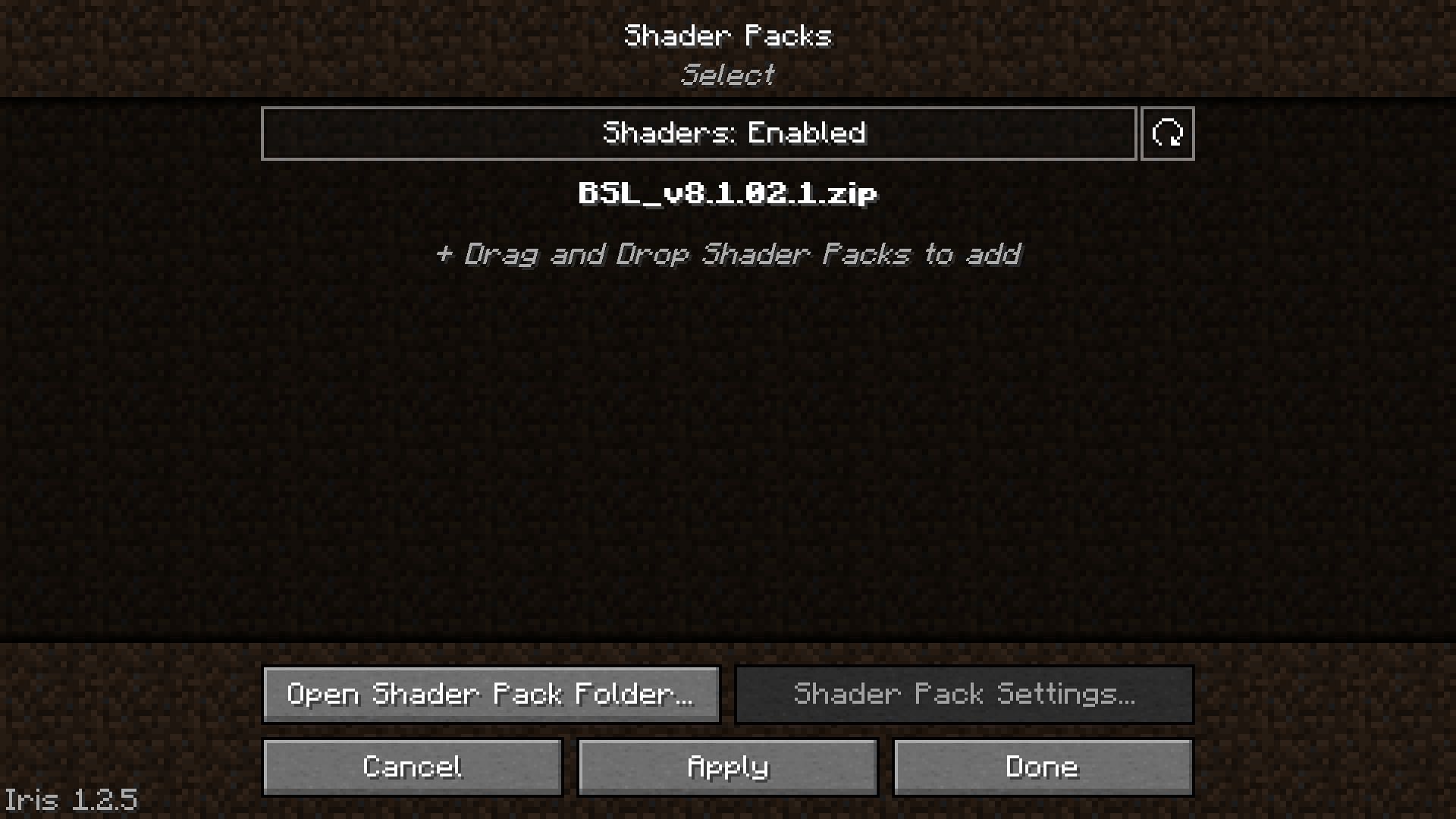 Shaders Packs tab (Image via Minecraft 1.19)