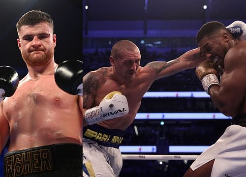 Johnny Fisher (left), Anthony Joshua vs. Oleksandr Usyk (right)