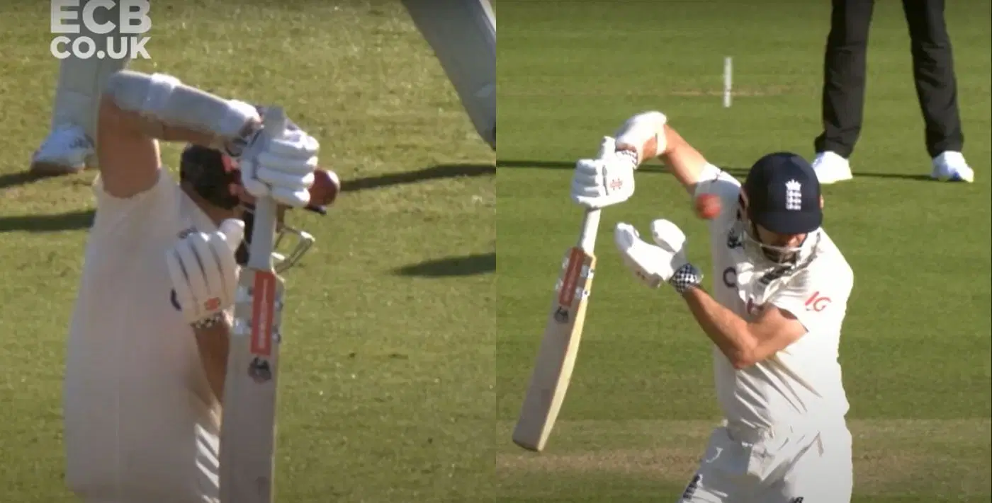 James Anderson trying to evade a short ball from Jasprit Bumrah during the 2021 Lord&rsquo;s Test. Pic: ECB