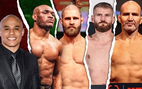 [left to right] Ali Abdelaziz, Kamaru Usman, Jiri Prochazka, Jan Blachowicz & Glover Teixeira