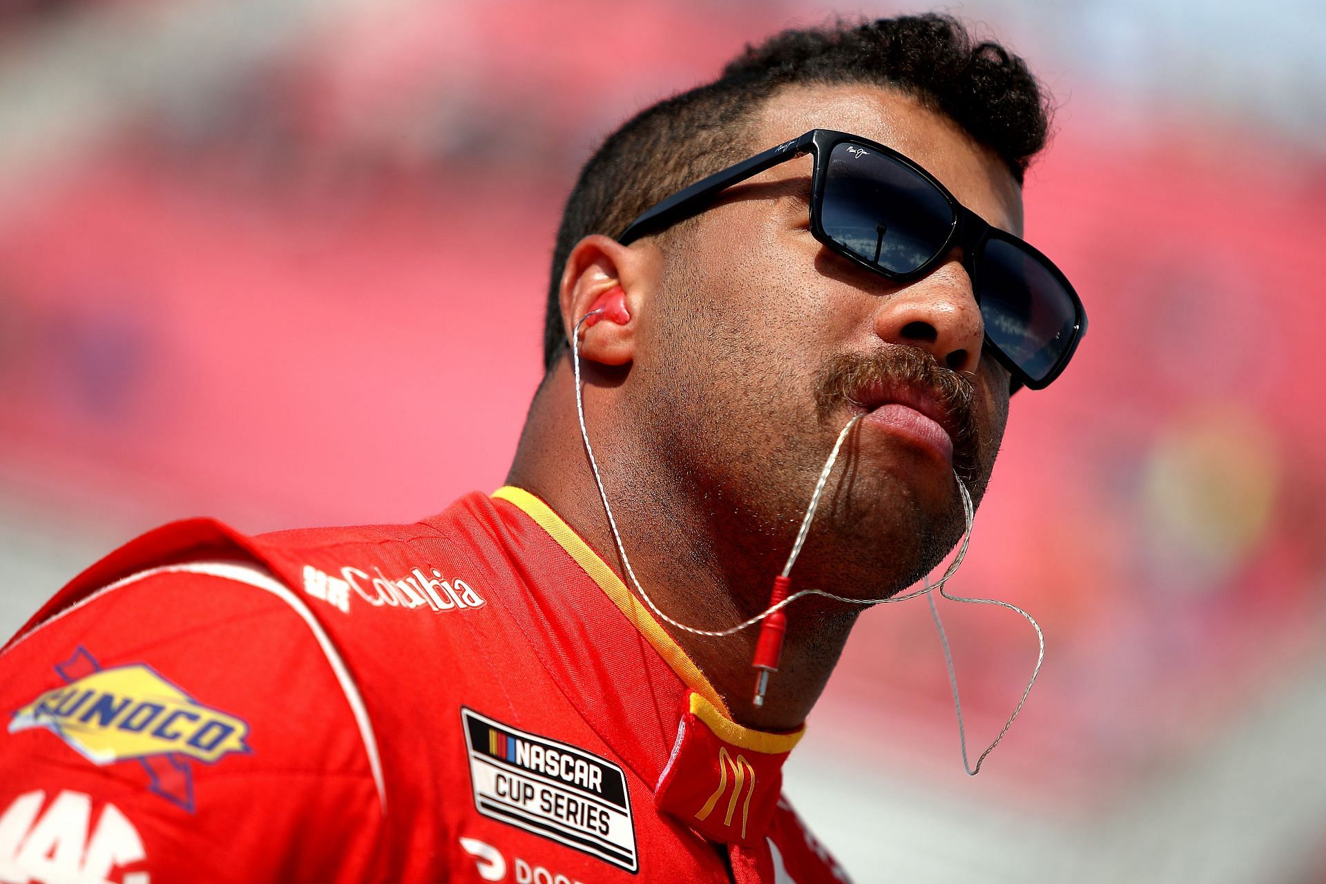  Wallace Jr. looks on during qualifying for the NASCAR Cup Series Enjoy Illinois 300 at WWT Raceway