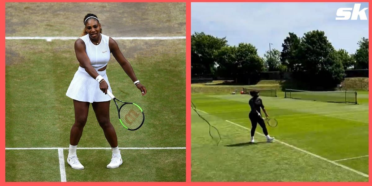 Serena Williams is in training ahead of her return at the Rothesay International in Eastbourne