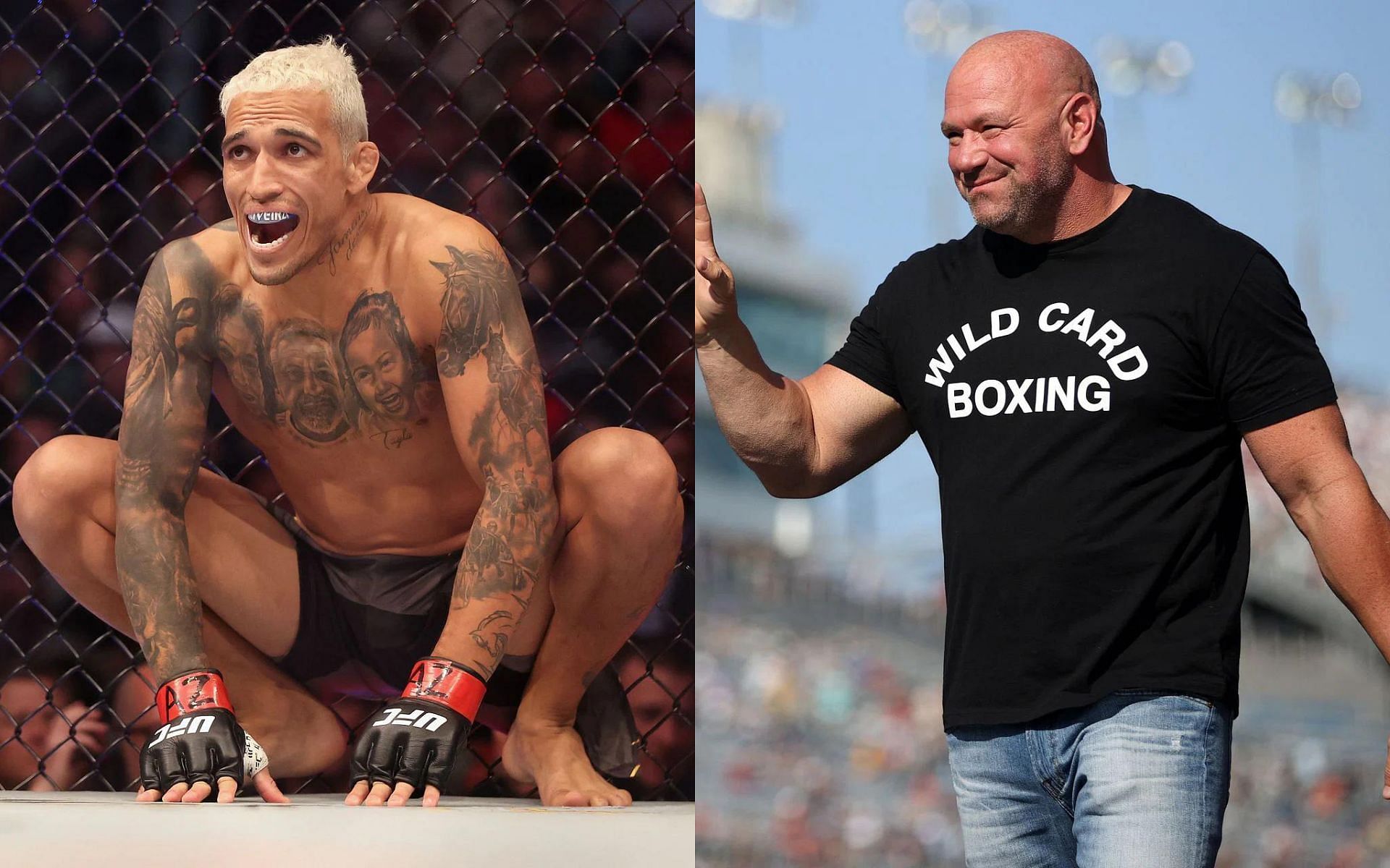 Charles Oliveira (left) and Dana White (right) (Images courtesy of Getty)
