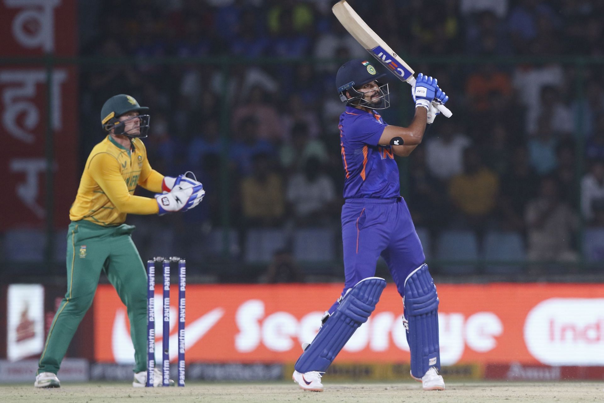 Shreyas Iyer has struggled for fluency in the ongoing T20I series against South Africa. Pic: Getty Images