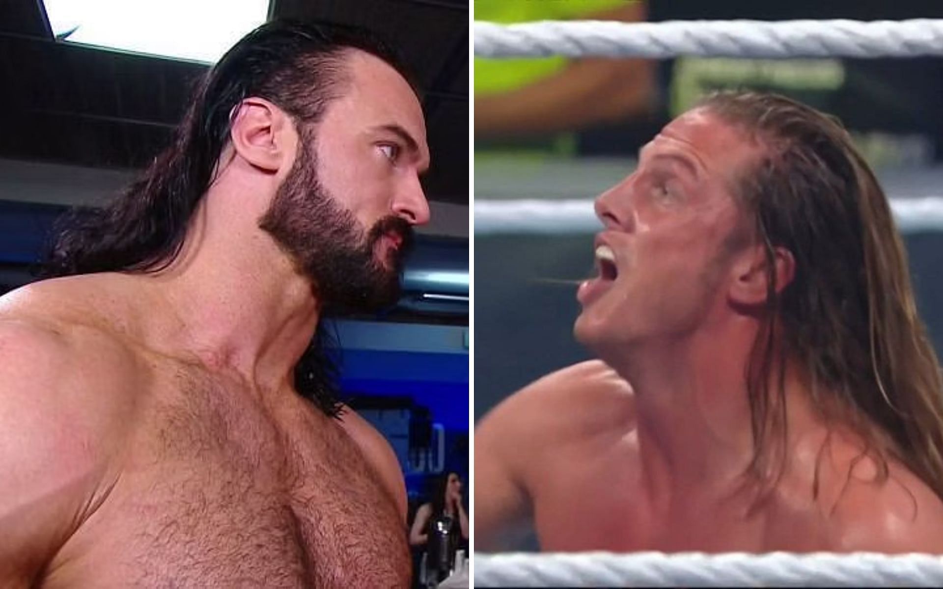 Drew McIntyre (left); Riddle after his main event win (right)