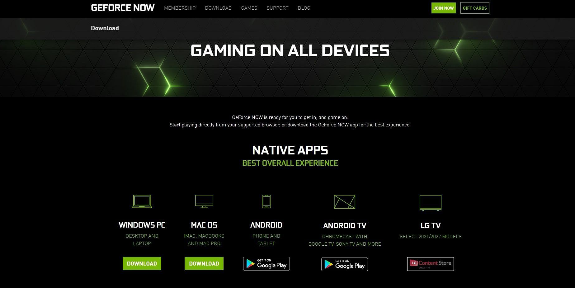 The official GeForce NOW website (Image via NVIDIA)