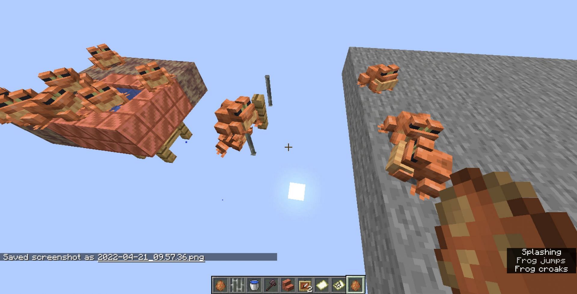 Frogs can jump extended distances and take less damage for it (Image via Mojang)