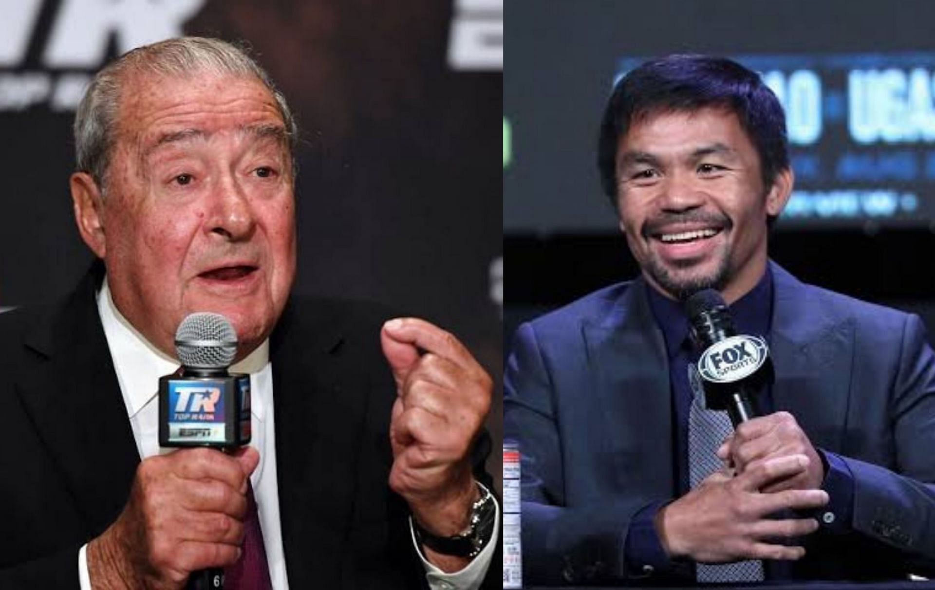 Bob Arum and Manny Pacquiao. (Photos by Getty Images)