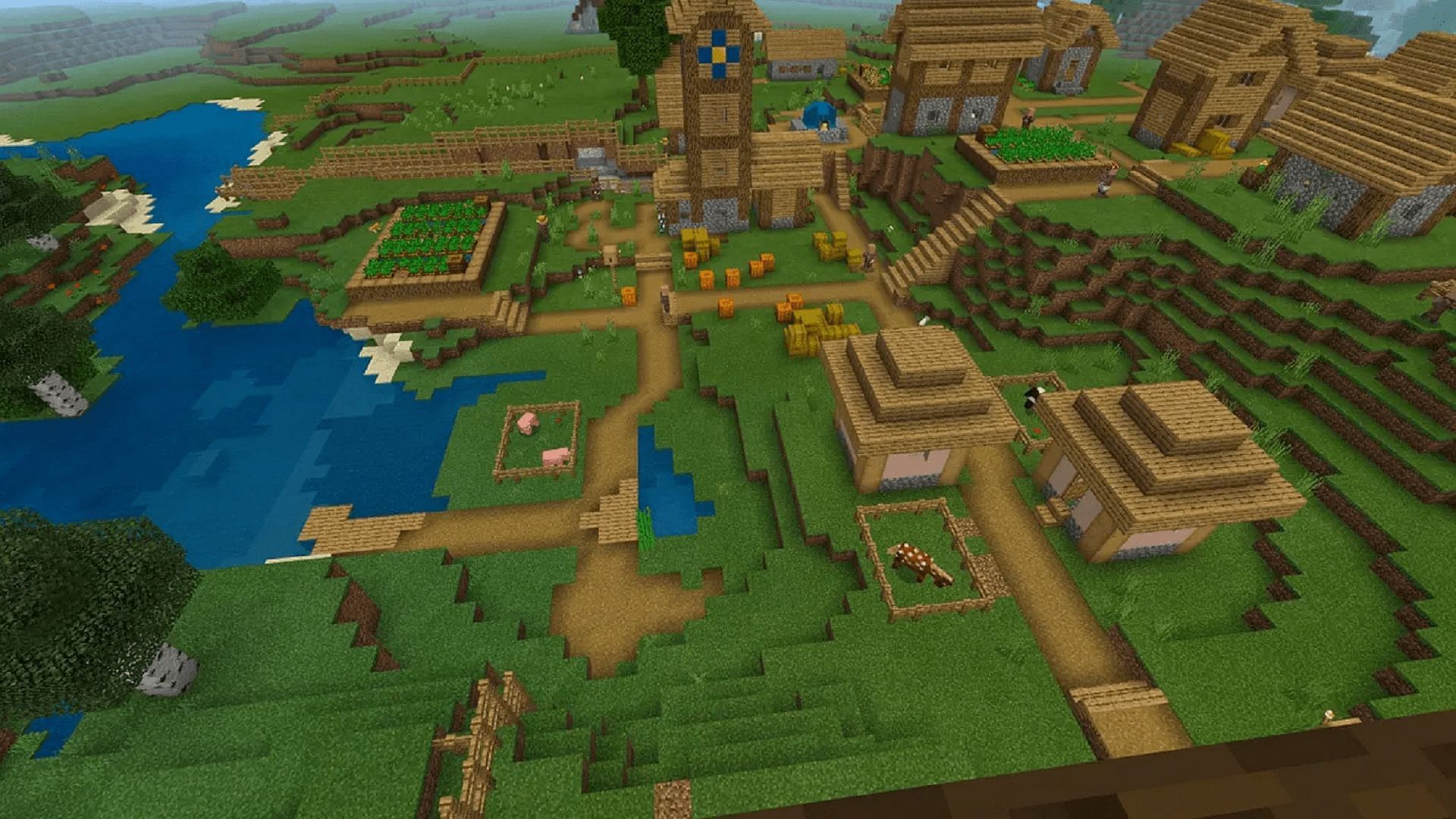 Villages in Bedrock Edition present special opportunities on occasion (Image via Mojang)