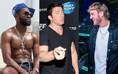 (L to R) Floyd Mayweather, Chael Sonnen, Logan paul [Images via @floydmayweather & @loganpaul on Instagram]