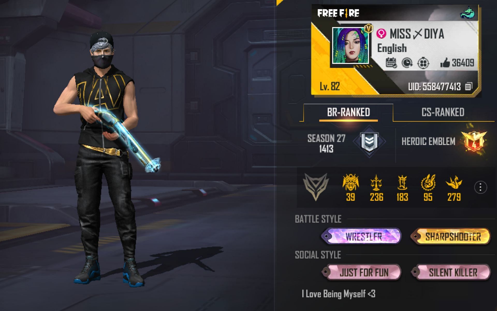 BlackPink Gaming&#039;s Free Fire ID (Image via Garena)