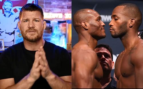 Michael Bisping (left), Kamaru Usman, and Leon Edwards (right) [Images courtesy: Michael Bisping via YouTube and @leonedwardsmma via Instagram]