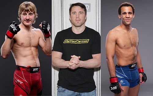 Paddy Pimblett (left), Chael Sonnen (center), and Jordan Leavitt (right) [Images via Getty]