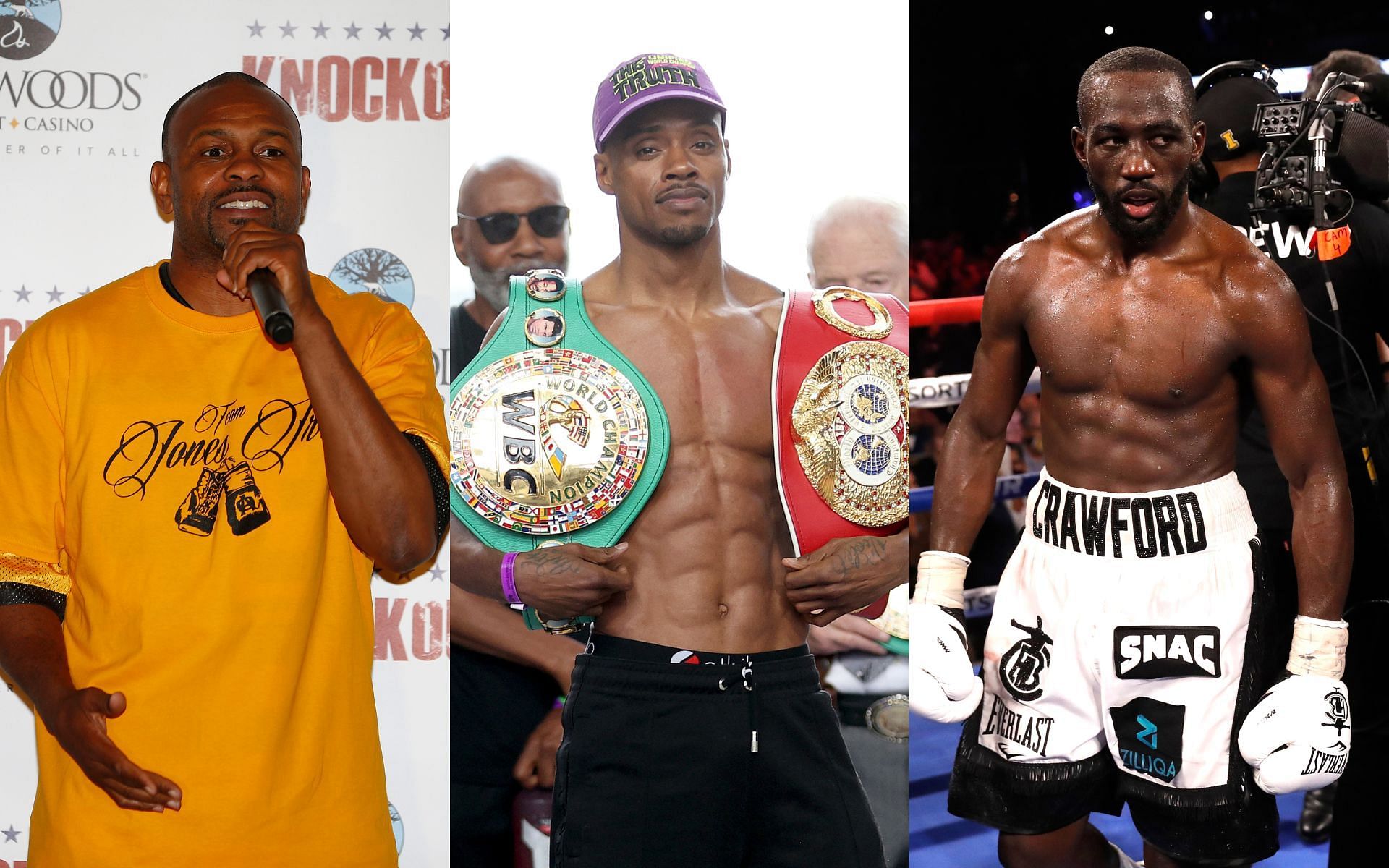 Roy Jones Jr (left), Errol Spence Jr. (center), and Terence Crawford (right) (Image credits Getty)