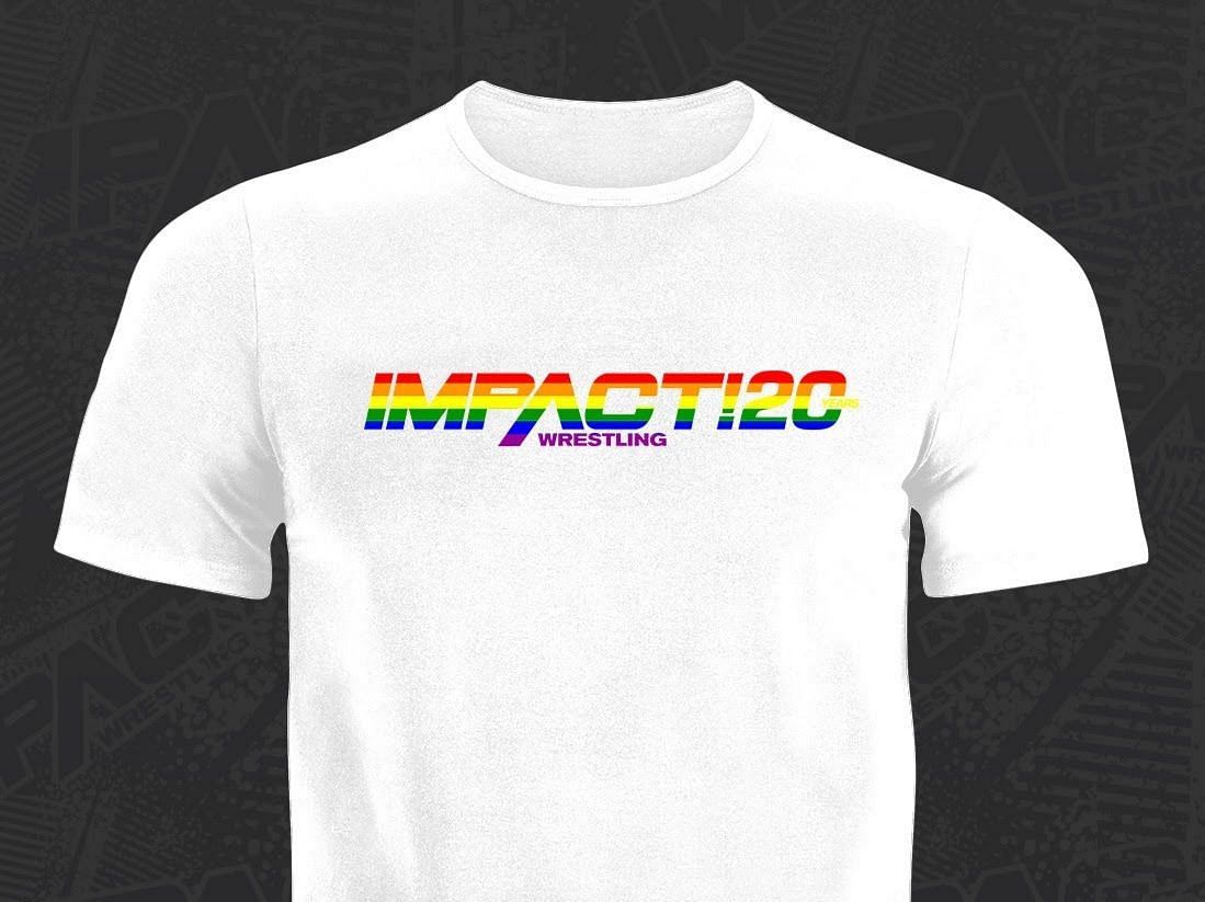 IMPACT's Pride shirt, from the sales of which a portion will be sent to NAGAAA