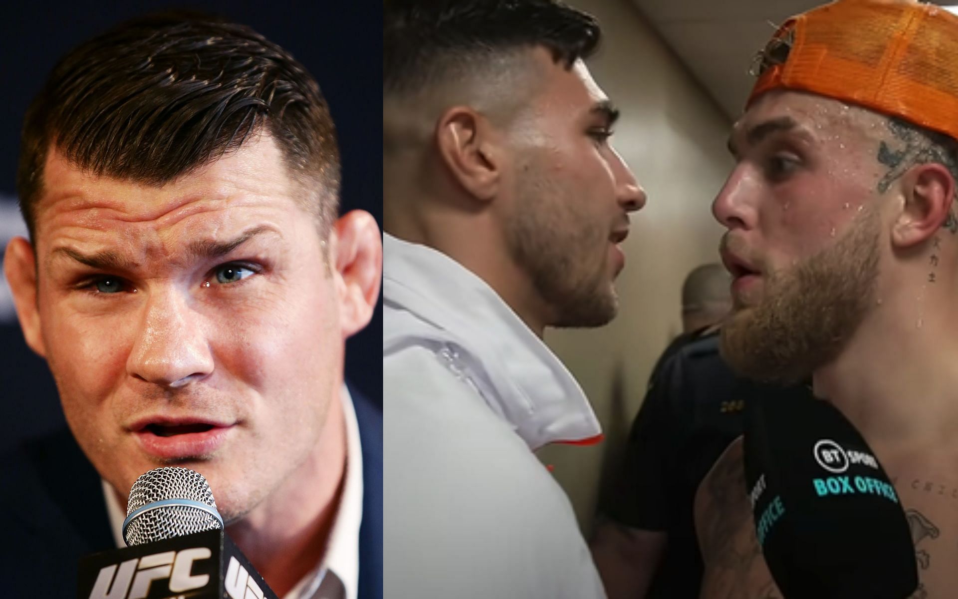 Michael Bisping (left), Tommy Fury and Jake Paul (right) [Image courtesy of BT Sport Boxing on YouTube]