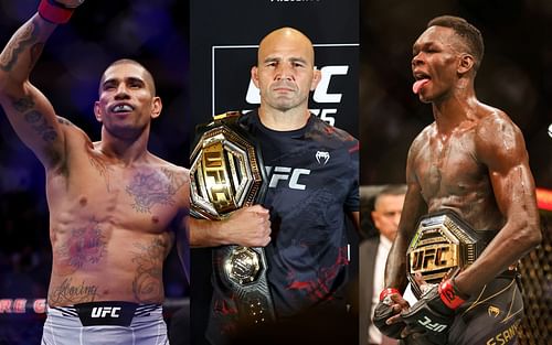 Alex Pereira (left), Glover Teixeira (center), Israel Adesanya (right)