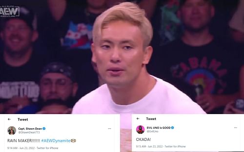 AEW stars Shawn Dean and Evil Uno reacted to Kazuchika Okada's Dynamite debut.