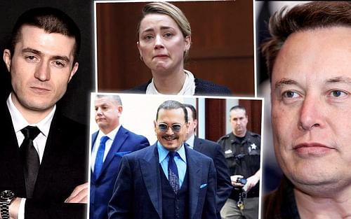 Lex Fridman (L) (via @lexfridman on Instagram) Amber Heard, Johny Depp (Center) (via @ Law & Crime network on YouTube), Elon Musk (via cnn.com)