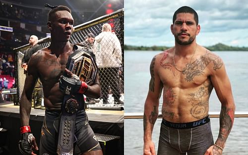 Israel Adesanya (left)(Image via Getty) and Alex Pereira (right)(Images via Instagram @ alexpoatanpereira)