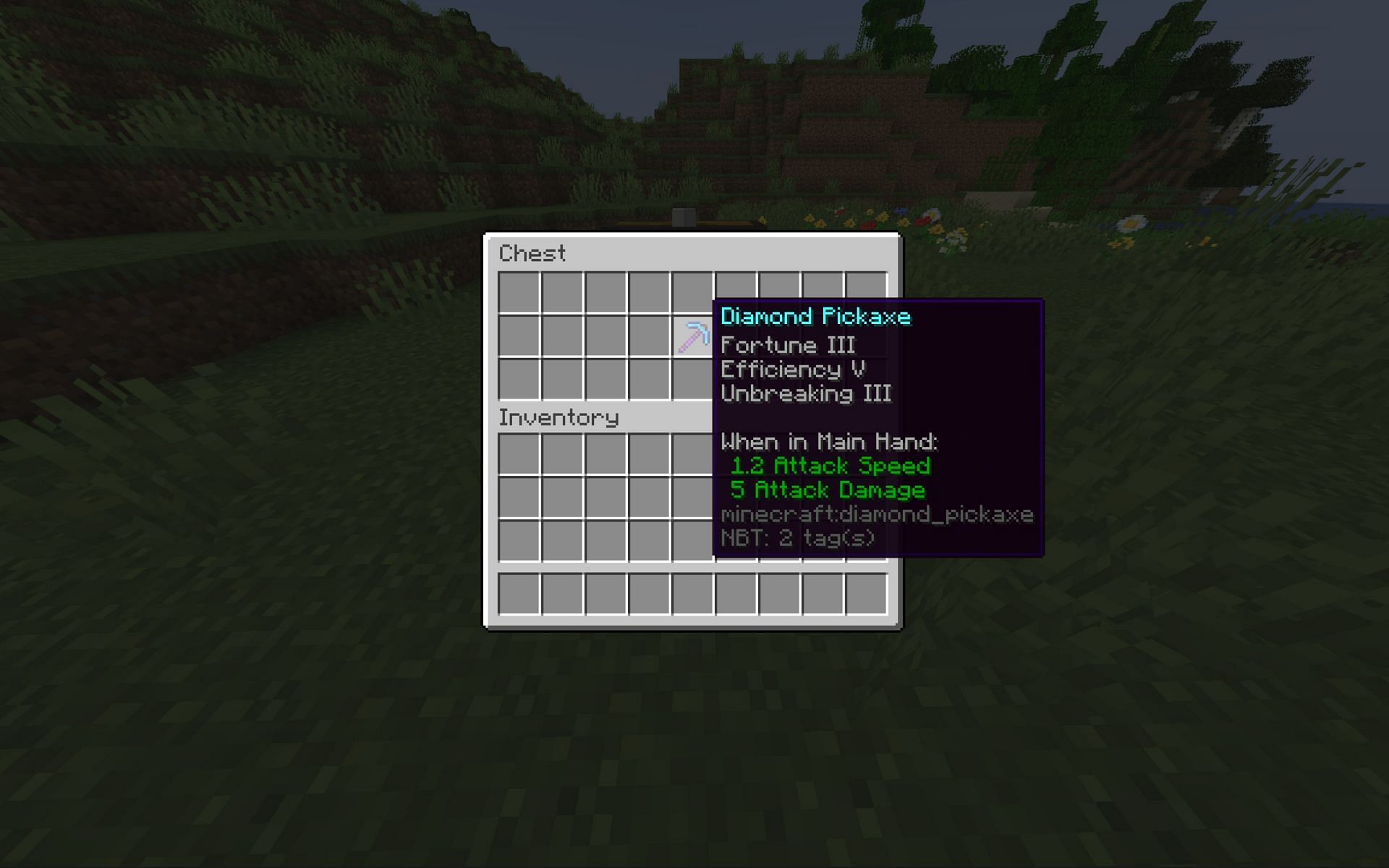 An enchanted diamond pickaxe (Image via Minecraft)