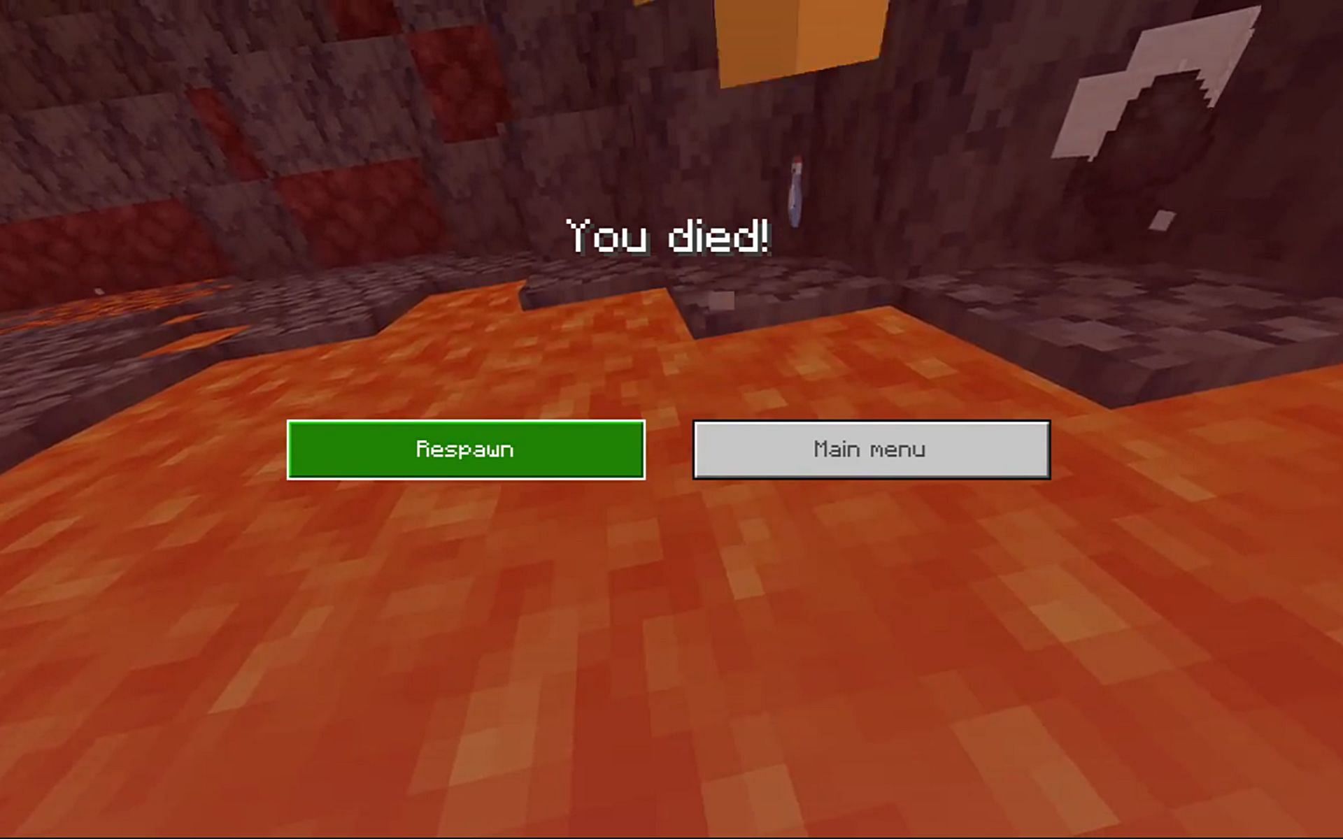 Minecraft player dies from fall damage after jumping in lava with fire resistance (Image via u/dank_lard Reddit)