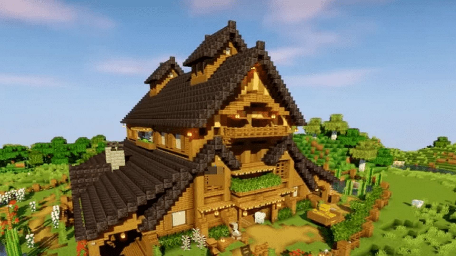 This barn design provides almost everything a player needs (Image via A1MOSTADDICTED MINECRAFT/YouTube)
