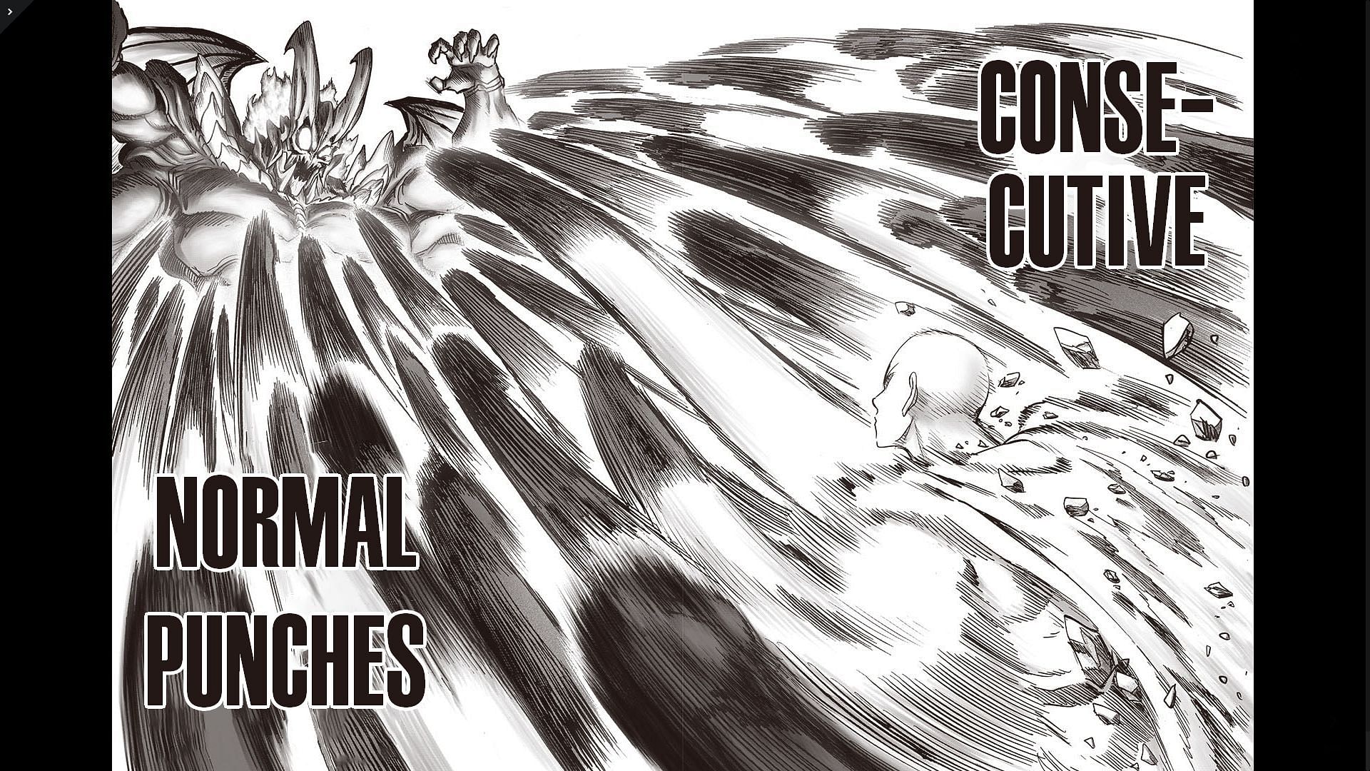 Saitama punching Garou (image via Yusuke Murata/Shueisha, Viz, One Punch Man)