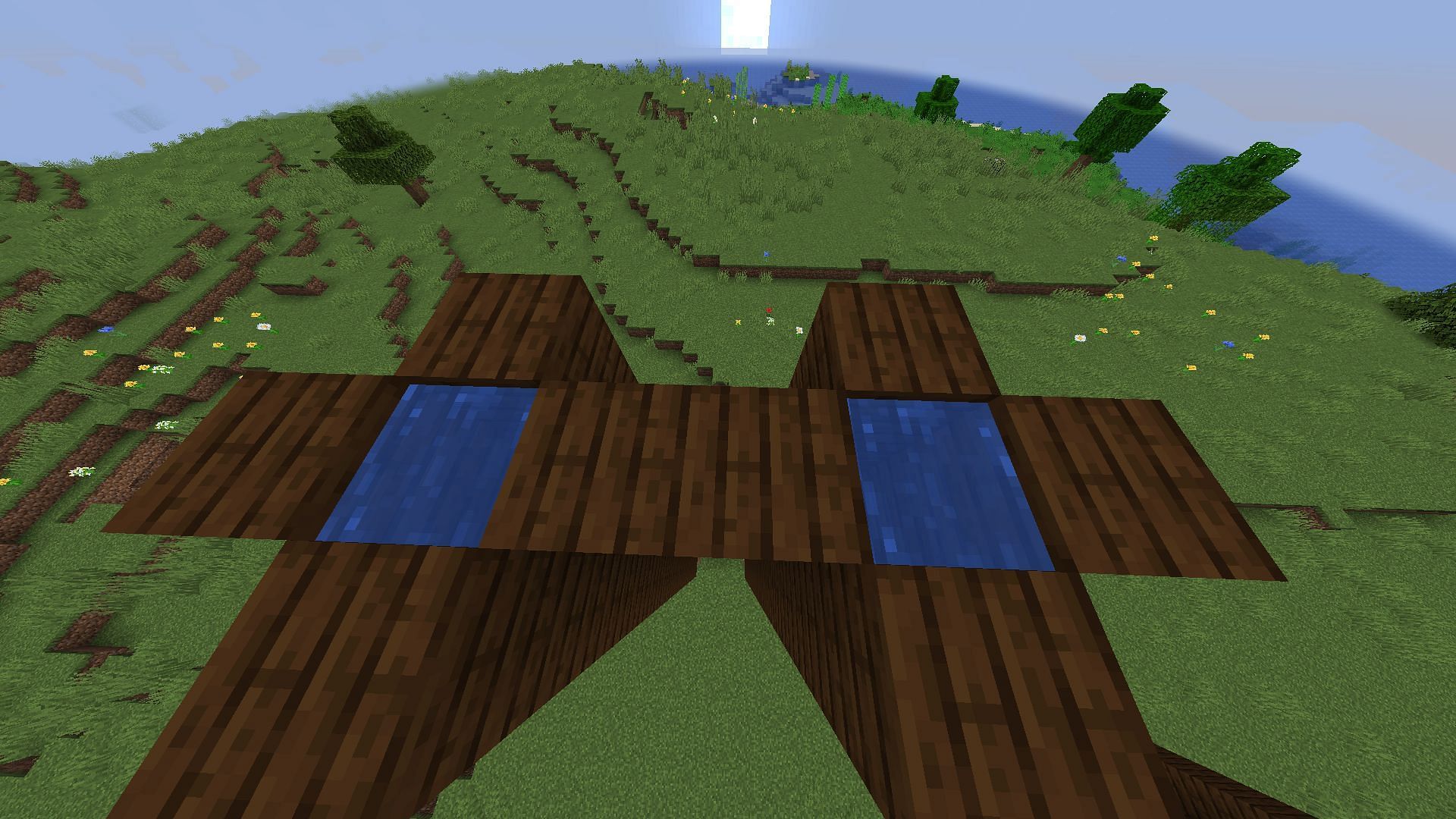 Fill both structures with water (Image via Minecraft)