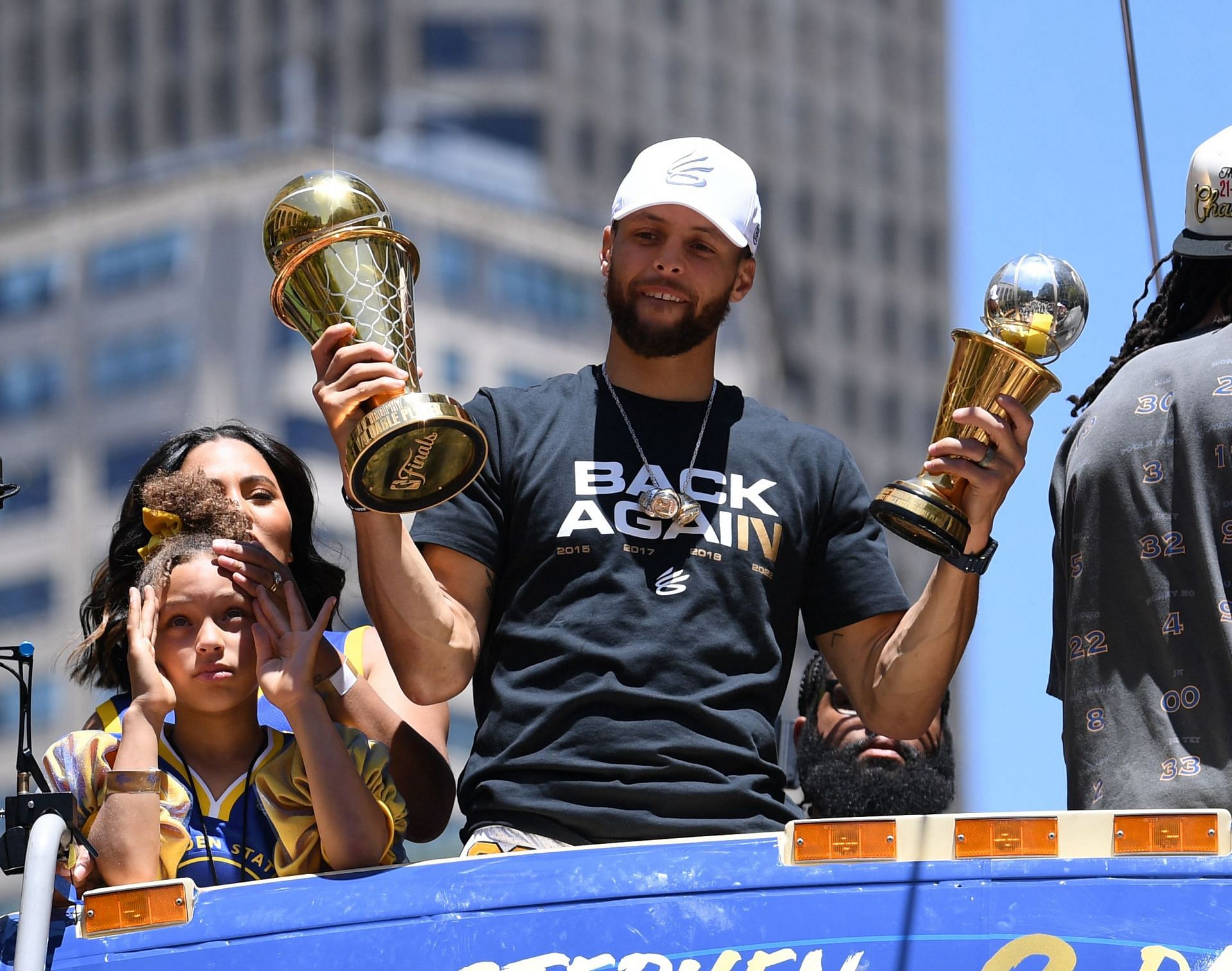 Steph Curry Shows Off Chain Ahead of Warriors Championship Parade