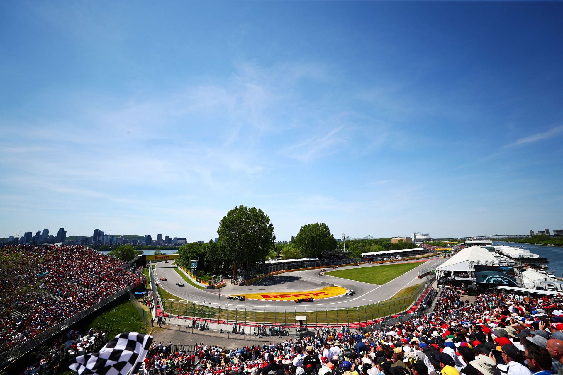 Fans watch on at the Circuit Gilles Villeneuve during the 2019 F1 Canadian GP (Photo by Dan Istitene/Getty Images)