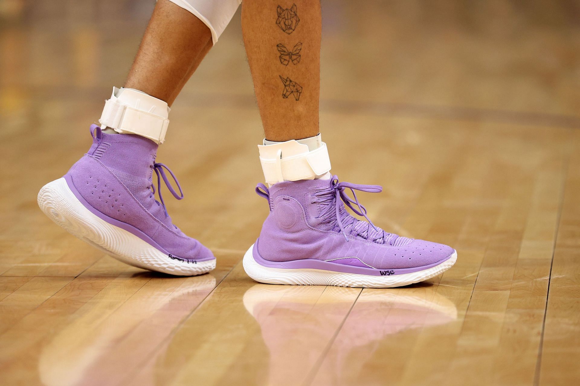 Curry&#039;s game-worn shoes by Under Armour. (Image via Getty Images)